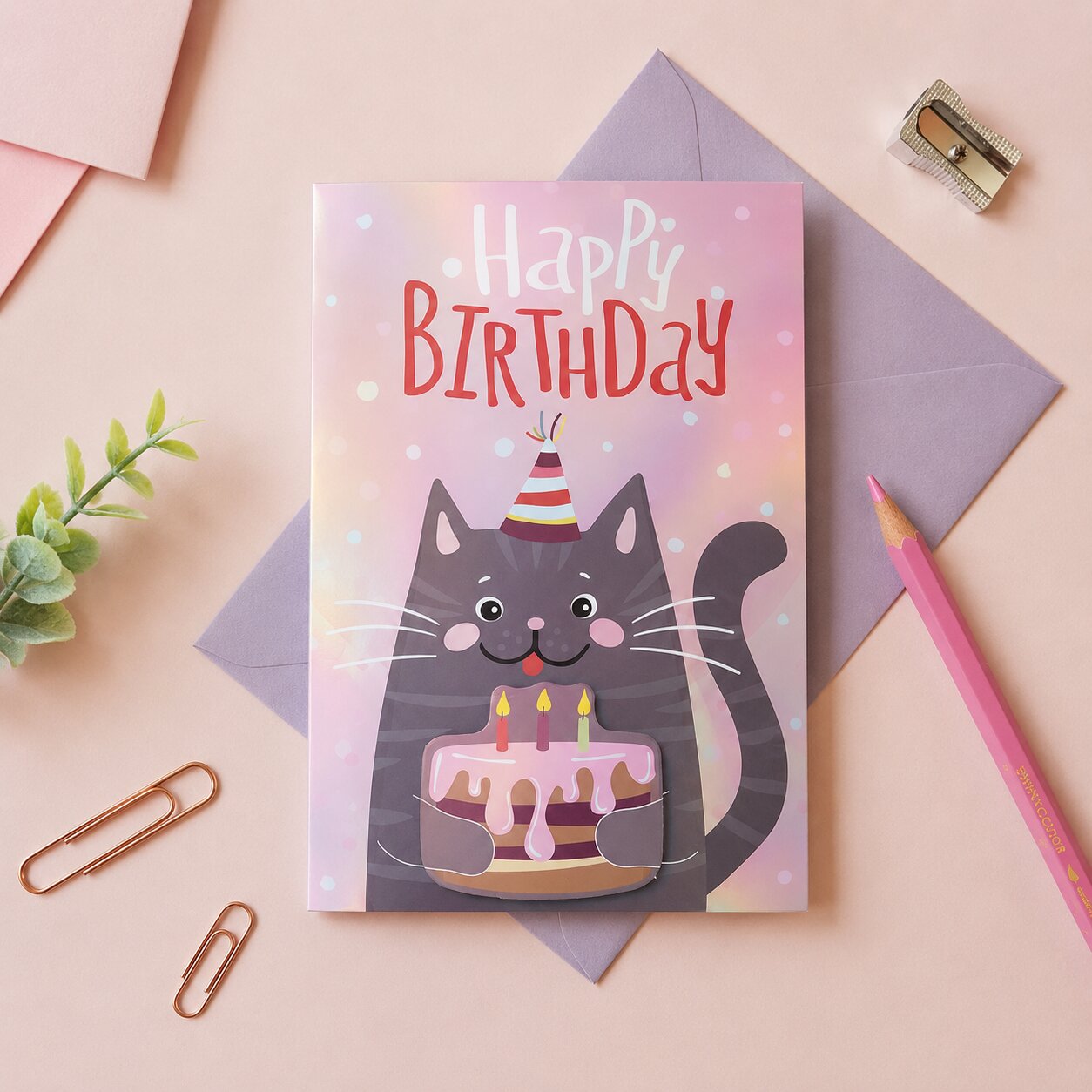 Birthday Party Cat Greeting Card