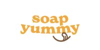 Logo of 'soap yummy' with a yellow 'yummy' on a white background