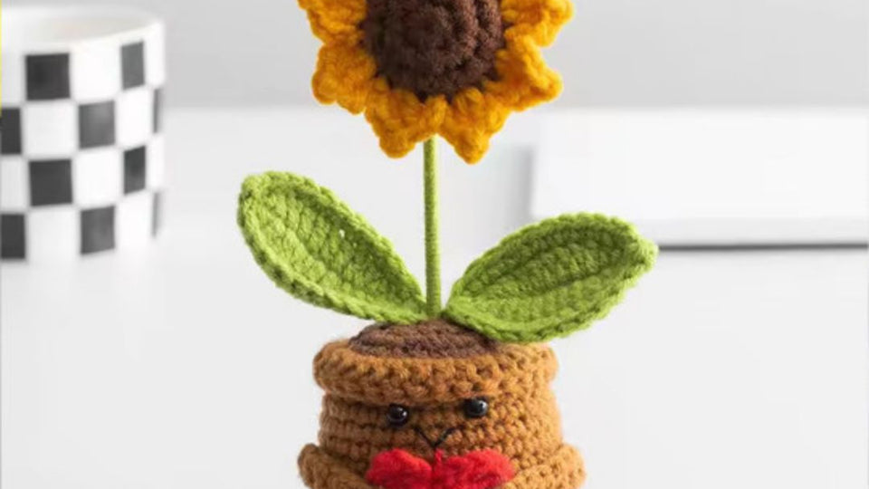 Emotional Support Crochet Sunflower Potted Plant - BetterThanFlowers