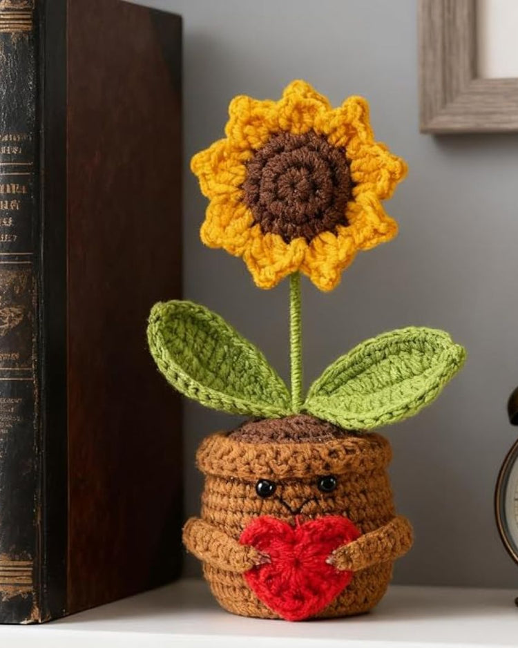 Emotional Support Crochet Sunflower Potted Plant - BetterThanFlowers