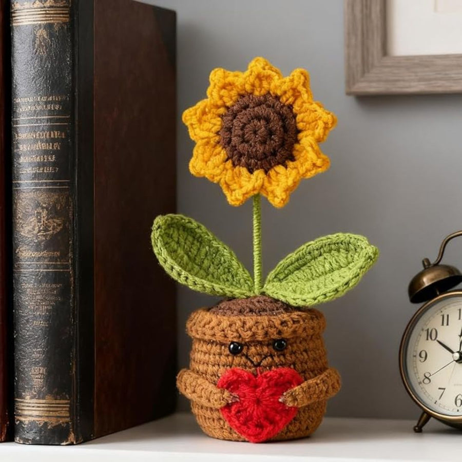 Emotional Support Crochet Sunflower Potted Plant - BetterThanFlowers