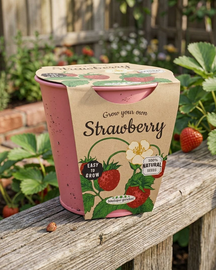 Pink Pot Strawberry Growing Kit by Boutique Garden - BetterThanFlowers