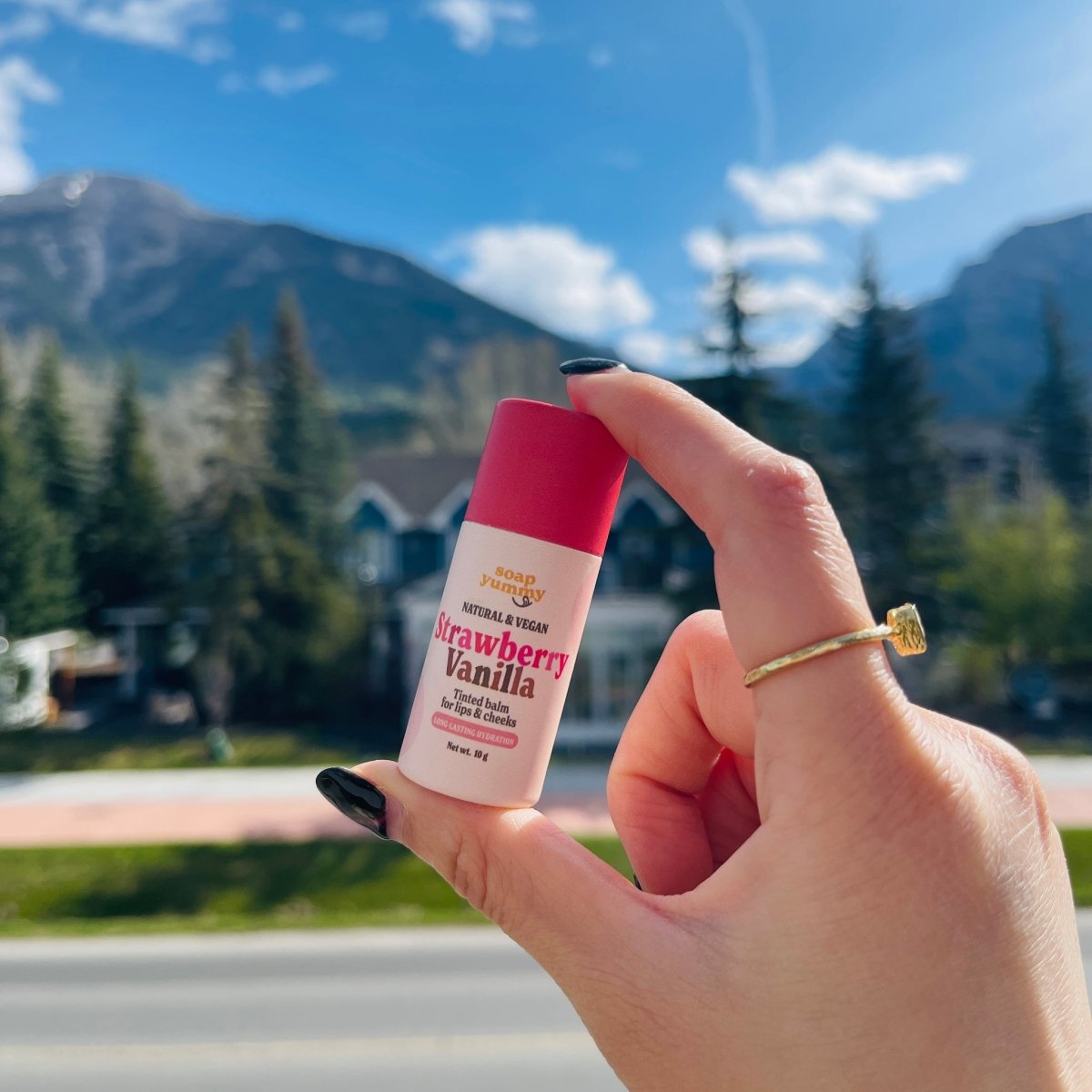 Vegan Colored Lip Balm - Strawberry Vanilla by Soap Yummy - BetterThanFlowers