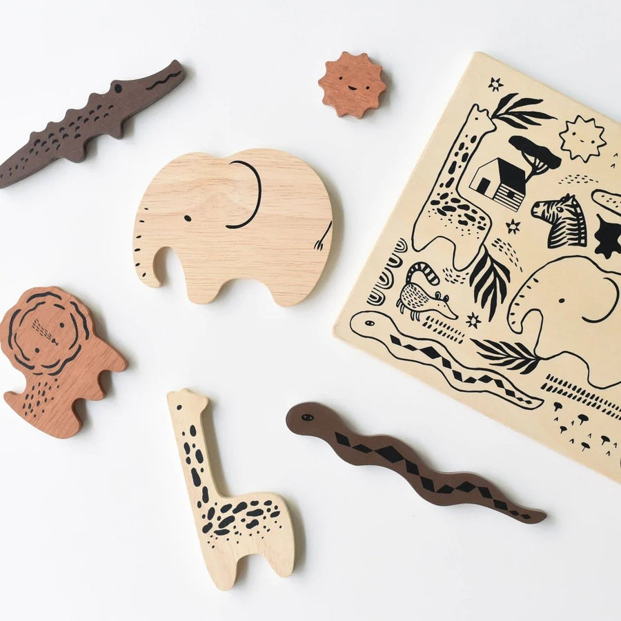 Safari Animals Wooden Tray Puzzle - BetterThanFlowers