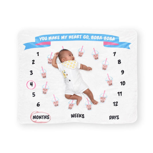 You Make My Heart Go Boba Boba Fleece Milestone Blanket - BetterThanFlowers