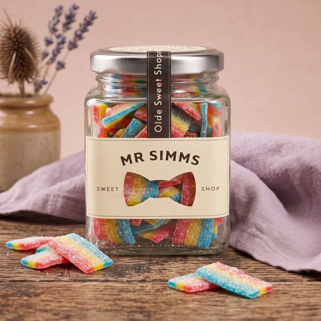 Kingsway Mini Fizzy Rainbow Belts Sweet Jar by Mr Simms