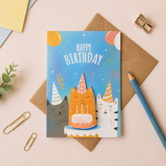 Party Cats Trio Birthday Greeting Card
