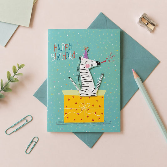 Zebra Party Box Greeting Card