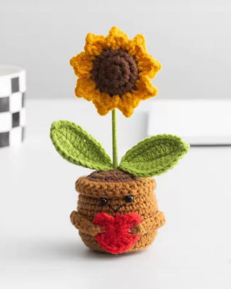 Emotional Support Crochet Sunflower Potted Plant - BetterThanFlowers