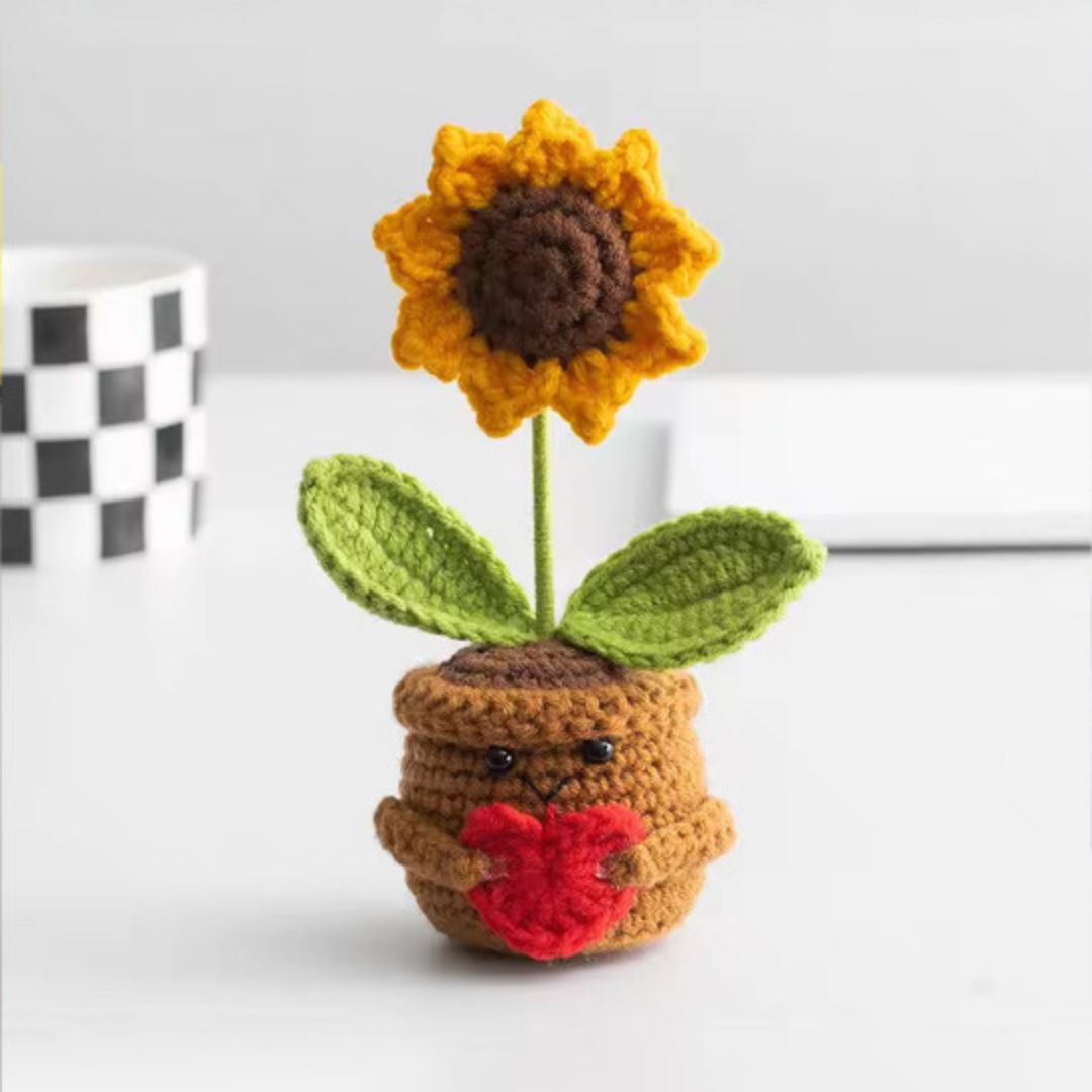 Emotional Support Crochet Sunflower Potted Plant - BetterThanFlowers