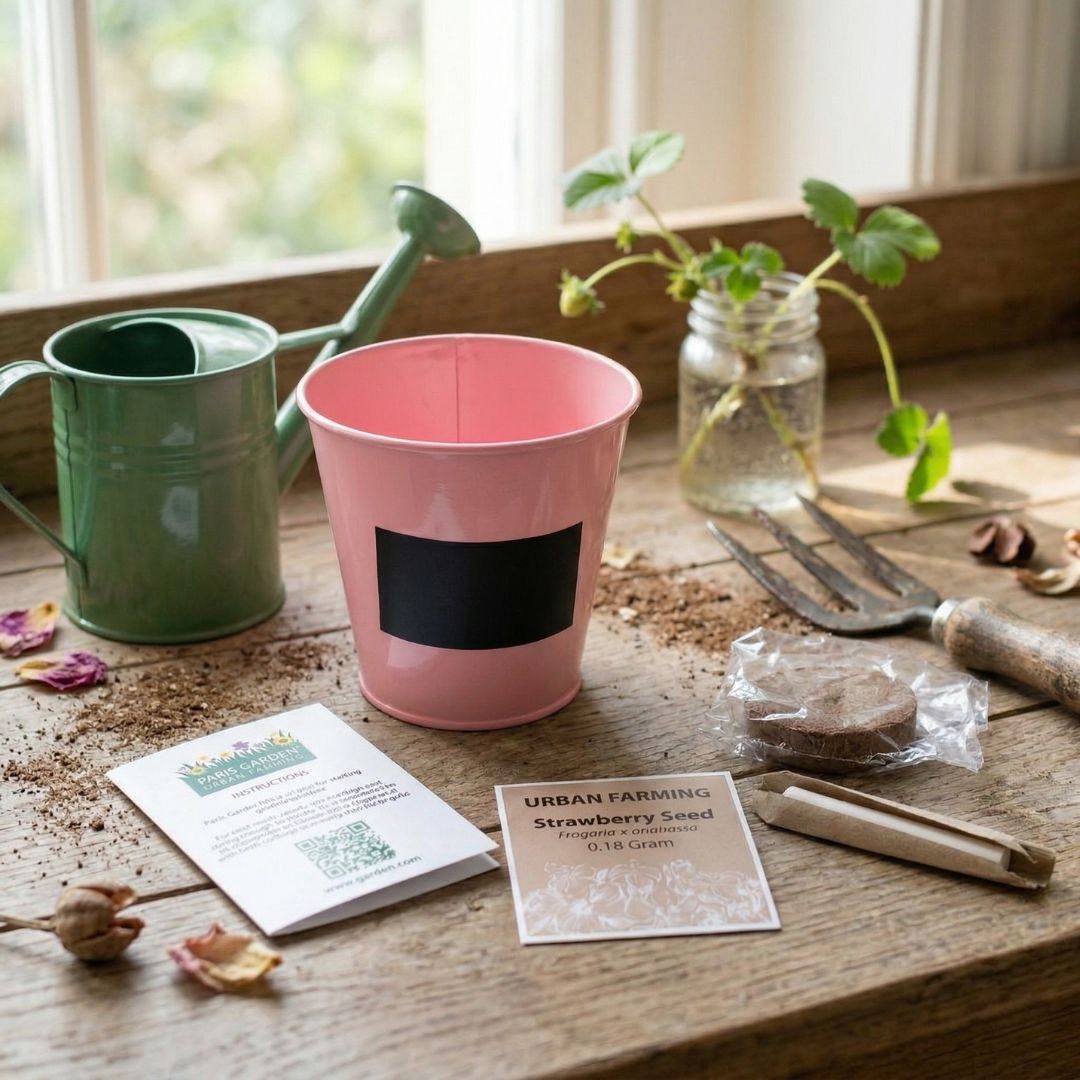 Boutique Garden 粉紅花盆草莓種植套組