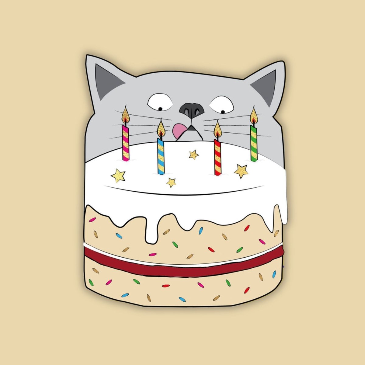 Naughty Cat Cake Cutout - Greeting Card by Tache - BetterThanFlowers