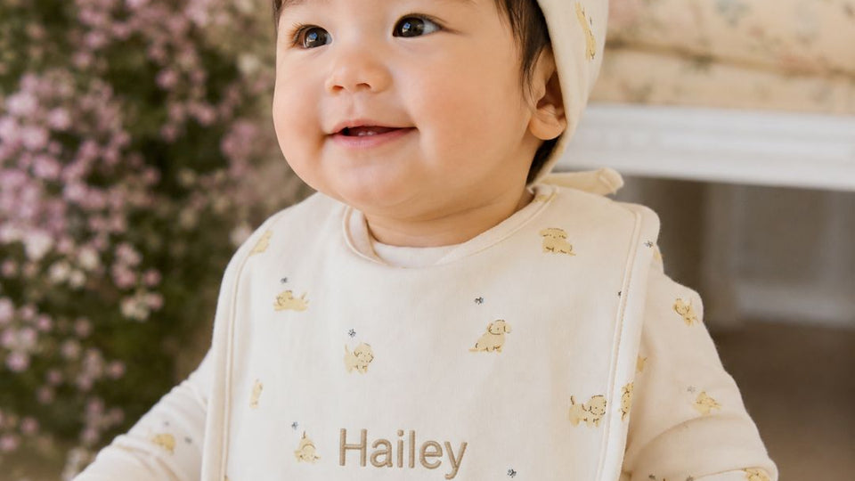Personalized Organic Cotton Bib by Jamie Kay (Multiple Design Options) - BetterThanFlowers