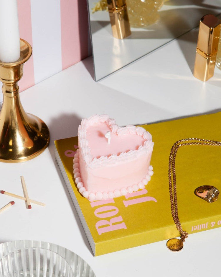 Pink Heart Shaped Cake Candle - BetterThanFlowers