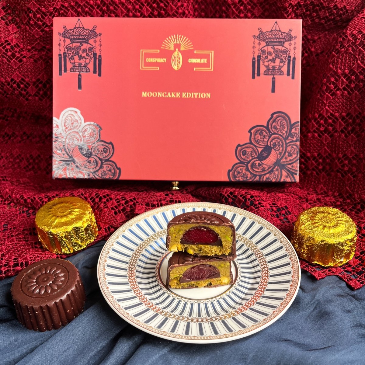 Pistachio Chocolate Mooncakes by Conspiracy Chocolate - BetterThanFlowers