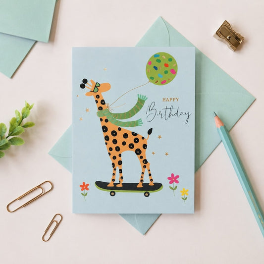 Skatin' Giraffe Birthday Greeting Card - BetterThanFlowers
