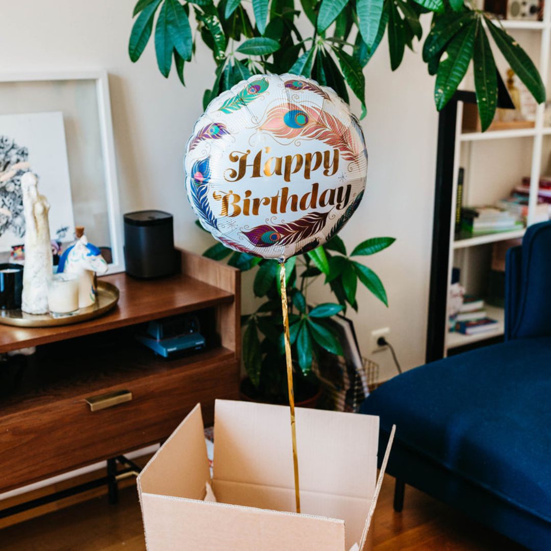 A Second Happy Birthday Feathers Balloon in a box - BetterThanFlowers