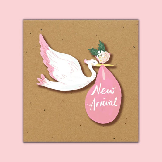 Baby Girl Stork - Greeting Card by Tache - BetterThanFlowers
