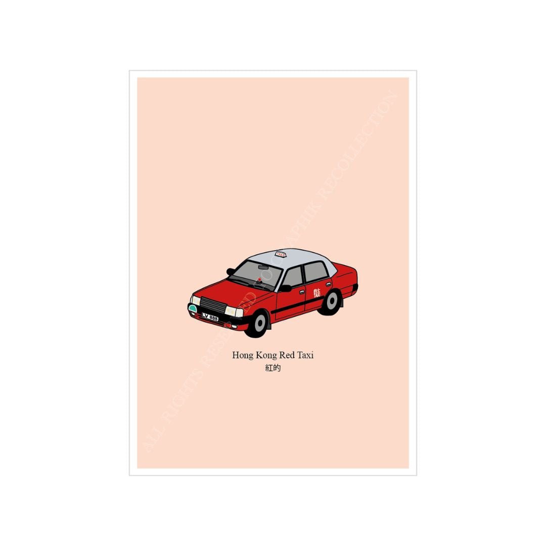 Hong Kong Red Taxi Greeting Card by Graphik' Re!collection - BetterThanFlowers