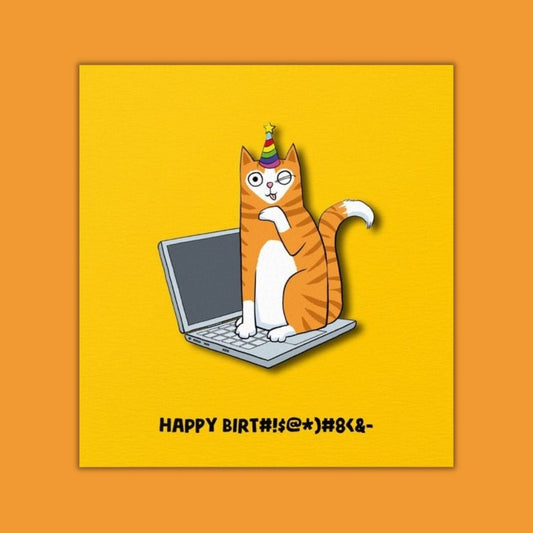 Laptop Cat Birthday - Greeting Card by Tache - BetterThanFlowers