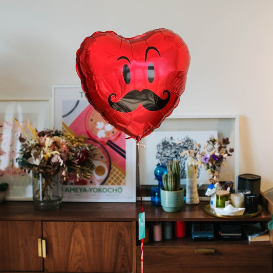 Moustache Red Heart Shaped Balloon - BetterThanFlowers