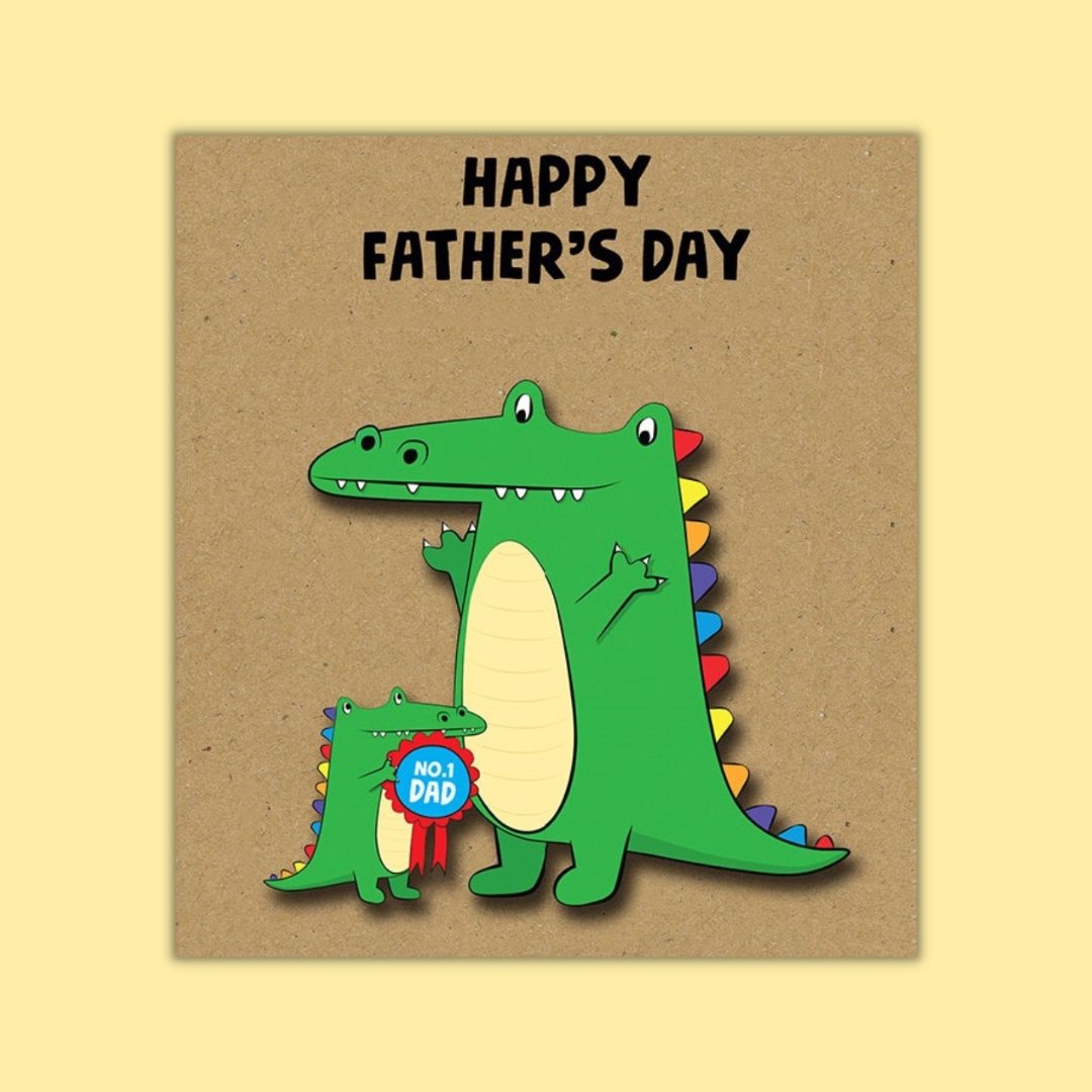 No.1 Dad Crocodile & Son - Greeting Card by Tache - BetterThanFlowers