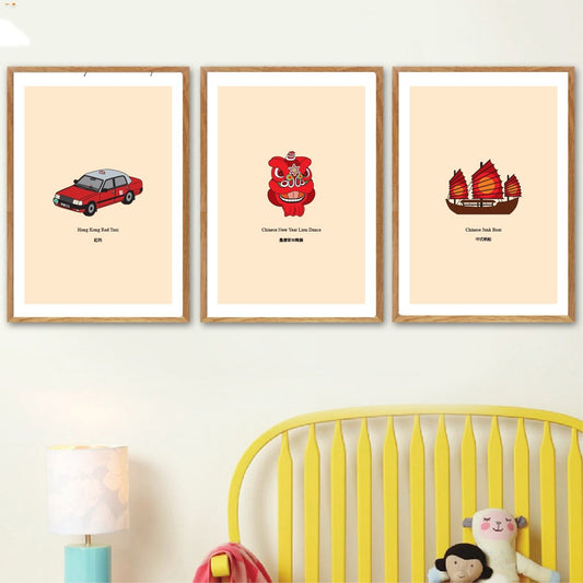 Set of 3 Hong Kong Illustrations by Graphik' Re!collection - BetterThanFlowers