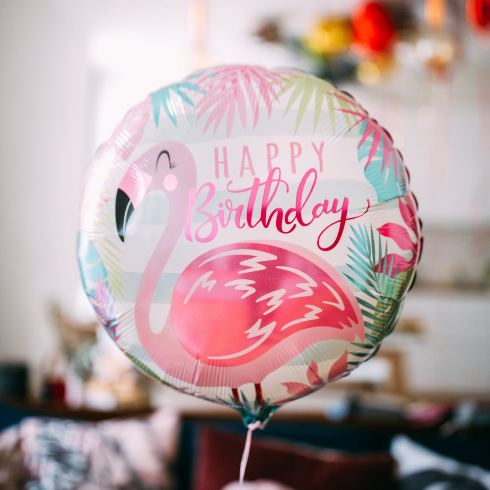 生日快樂氣球(笑臉紅鶴版) 